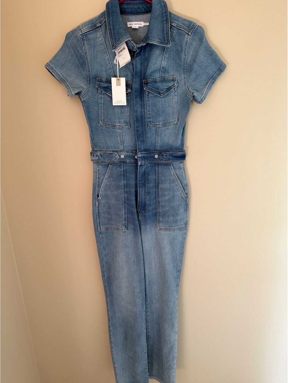 $199 Good American Denim Jumpsuit, small